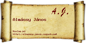 Almássy János névjegykártya